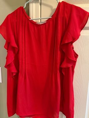 Counterparts Vibrant Red Ruffle Sleeve Blouse